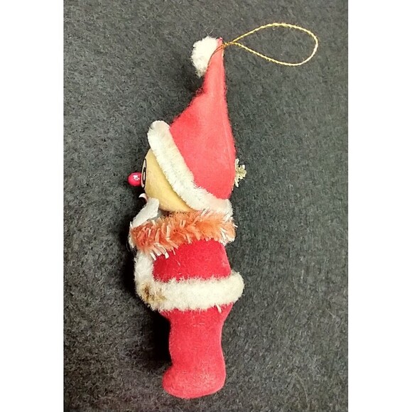 Vintage Santa Elf Flocked MCM Chenelle "Berry Nose" Ornament - Picture 5 of 10